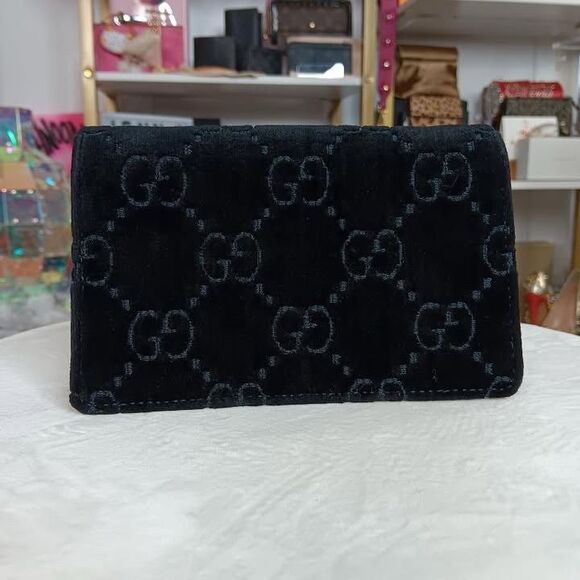 🧧SOLD🧧GUCCI Black Velvet GG Monogram Super Mini Dionysus Shoulder Bag - Picture 4 of 16